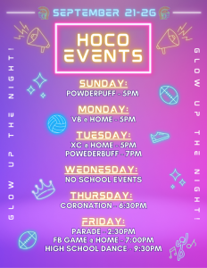 Hoco Week Schedule Taylor's Version (2